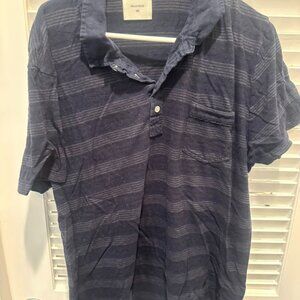 Billy Reid Men's Navy Striped Polo XXL